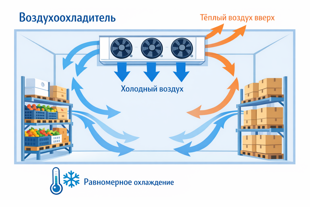 Схема работы воздушного охладителя